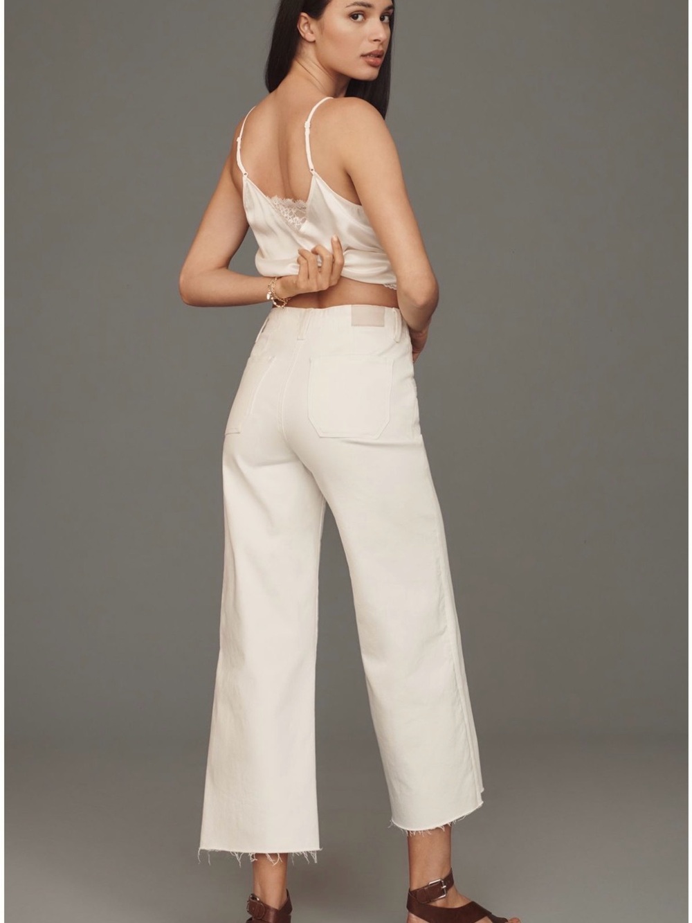 PAIGE Anessa Utility High Rise Crop Jeans in White - Picture 3 of 8